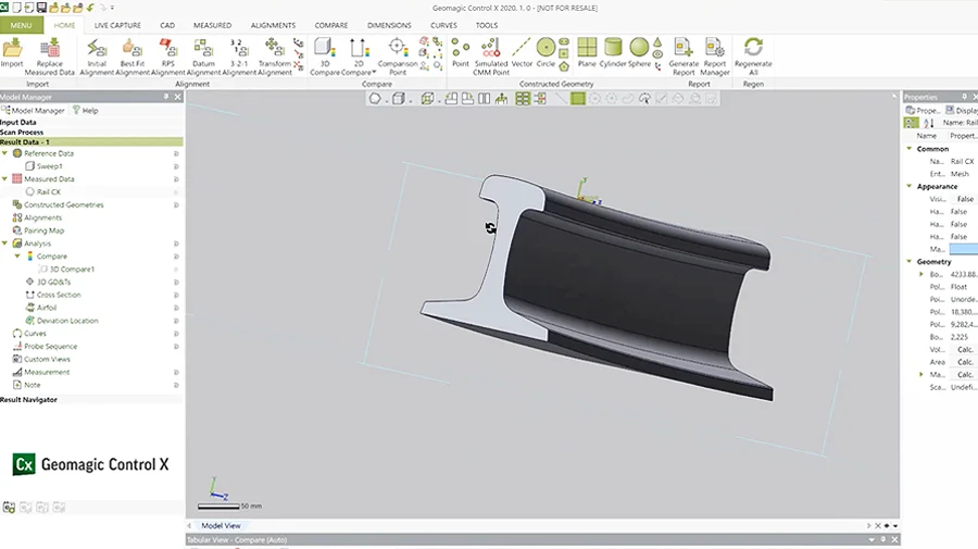 CAD model imported into Geomagic Control X