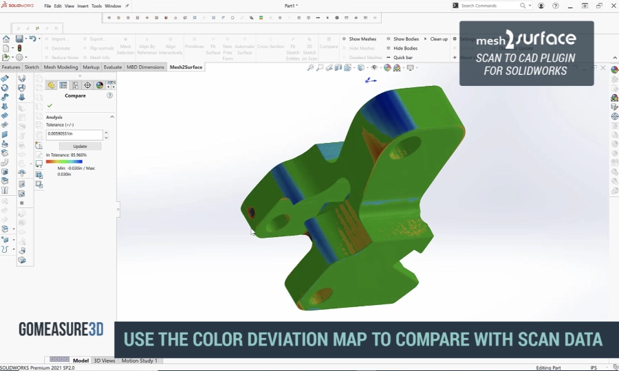 Mesh2Surface deviation