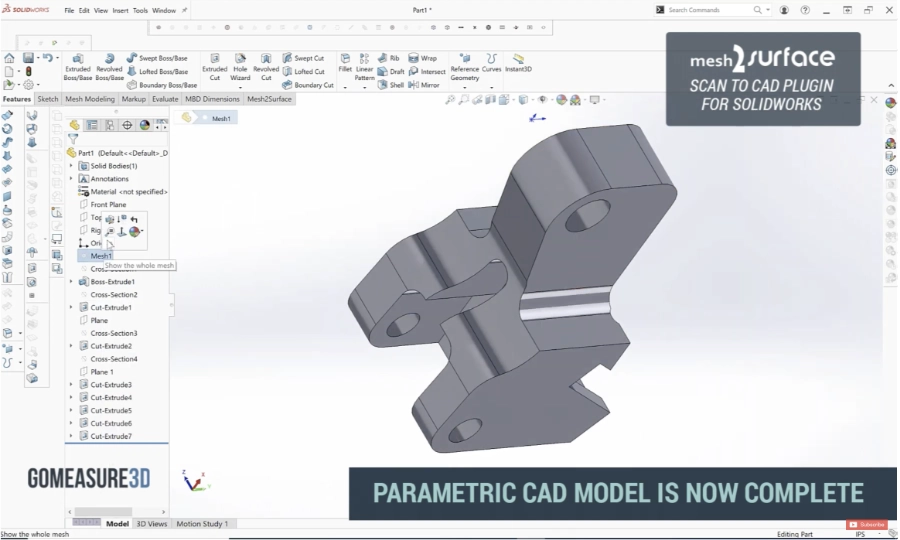 Mesh2Surface parametric model