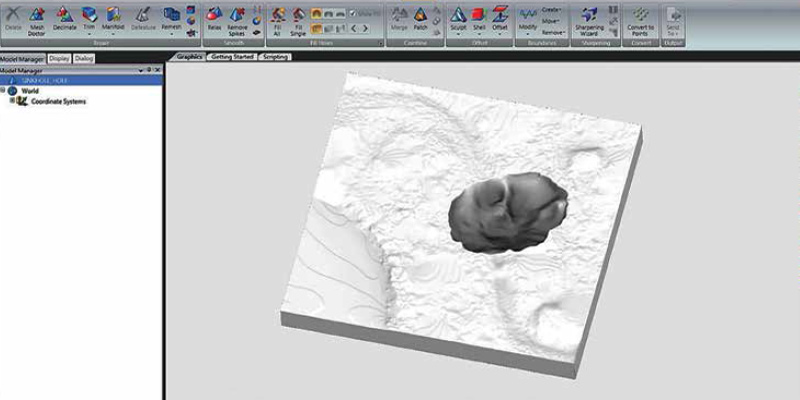 Geomagic Wrap screenshot of sinkhole model