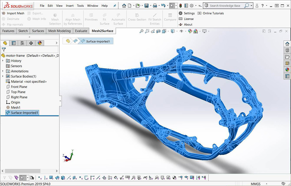 Mesh2Surface for SOLIDWORKS screenshot